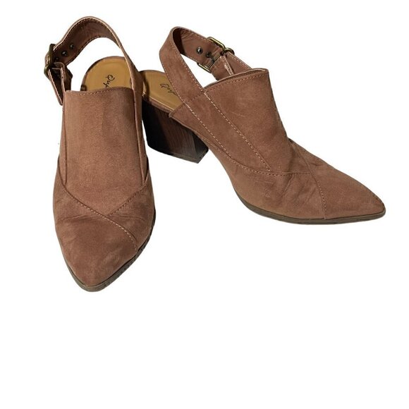 Qupid Nava Women's Slingback Pointed Toe Western Mules Brown Mocha Mauve Size 8 - Picture 16 of 16